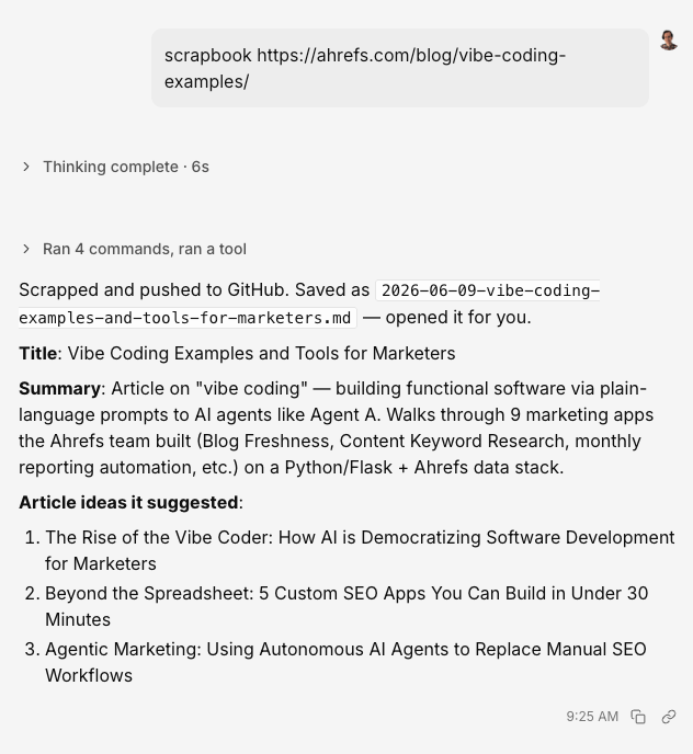 agent a scrapbook command